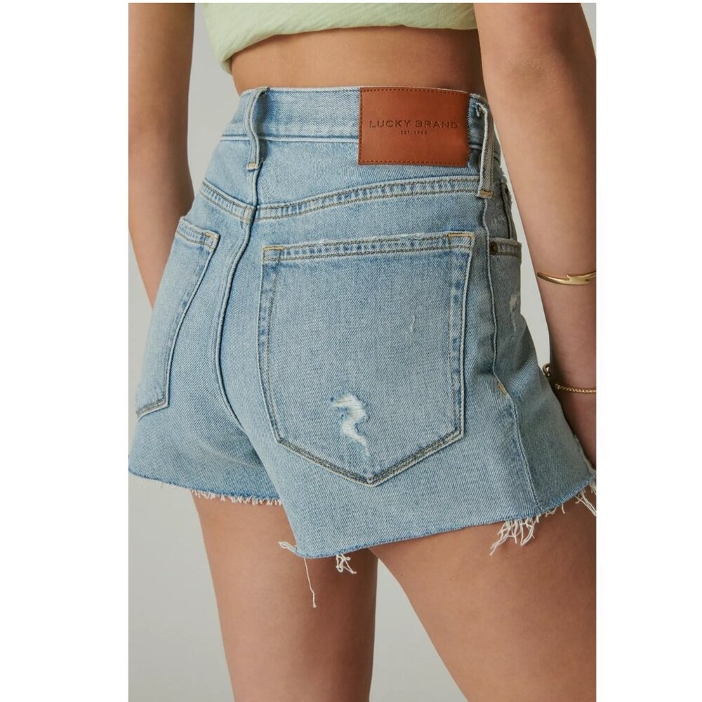 2/$30 NWT Lucky Brand High Rise Mom Short Distressed Jeans High Tide 26 #A1385 - Picture 6 of 11
